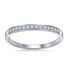 Classic Diamond Pave Set Wedding Band in 14K White Gold (1/6 cttw.)