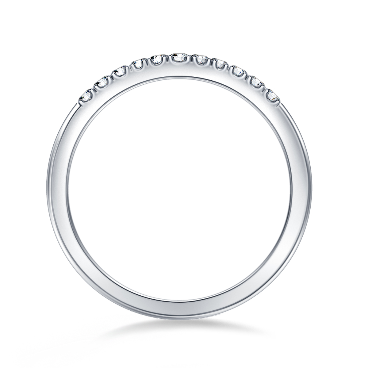 Stacking Diamond Wedding Band with Prong Accents in 14K White Gold (1/6 cttw.) view 2