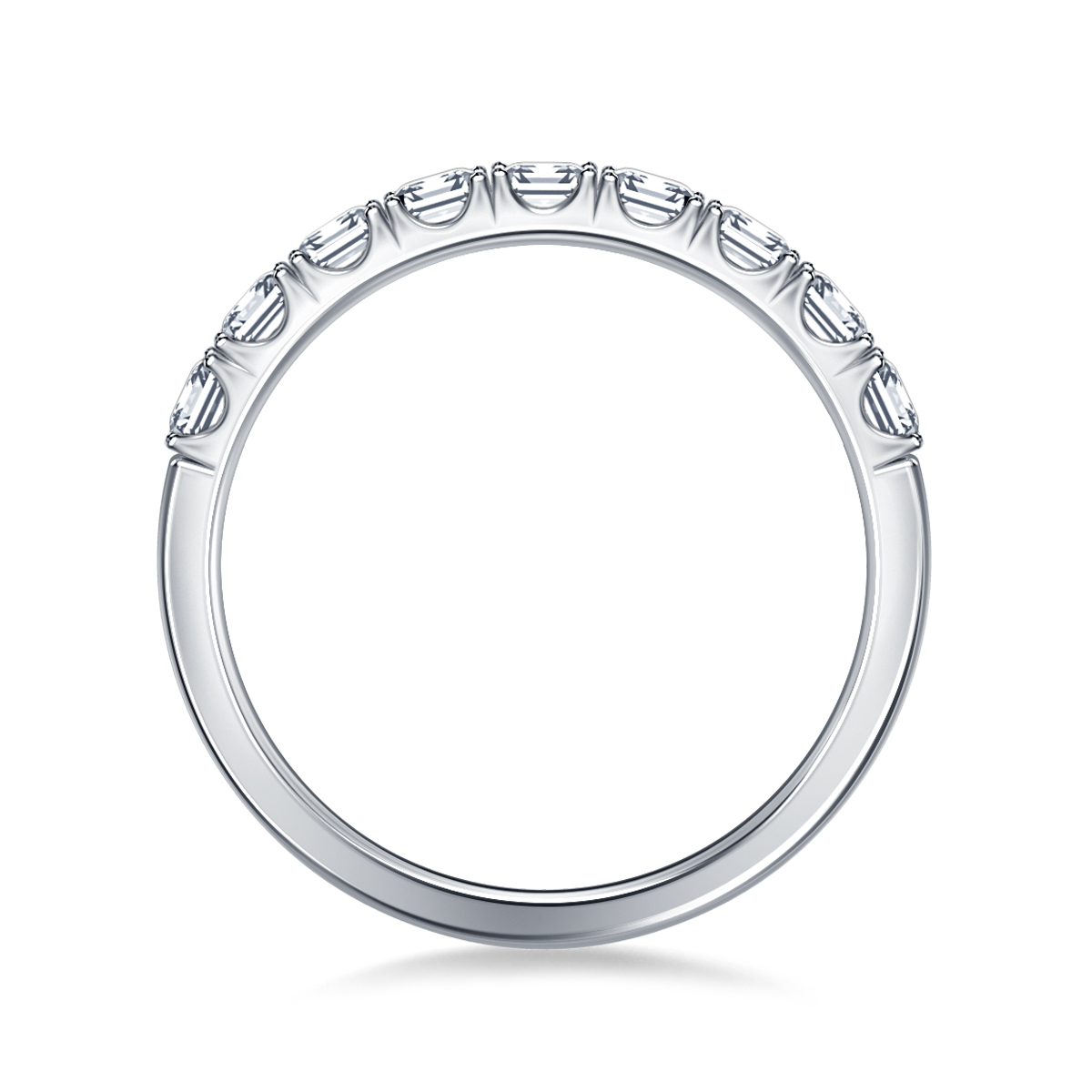 Scoop Set Asscher Cut Diamond Wedding Band in 14K White Gold (7/8 cttw.) view 2