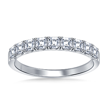 Scoop Set Asscher Cut Diamond Wedding Band in 18K White Gold (7/8 cttw.)