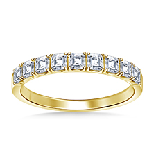 Scoop Set Asscher Cut Diamond Wedding Band in 18K Yellow Gold (7/8 cttw.)