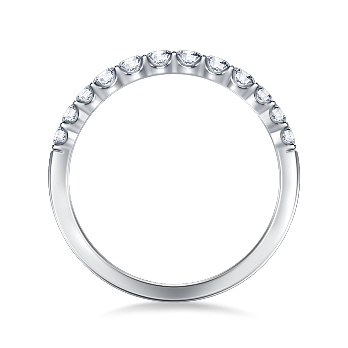 Tapered Diamond Wedding Band with Graduated Diamonds in 18K White Gold (1/2 cttw.) view 2