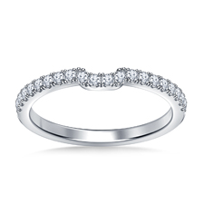 Stacking Curved Diamond Micro Prong Wedding Band in 14K White Gold (1/3 cttw.)