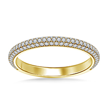 Diamond Micro Pave Wedding Band Set on Three Sides in 18K Yellow Gold (1/2 cttw.)