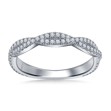 Matching Diamond Intertwined Wedding Band with Micro Prong Settings in 14K White Gold (1/3 cttw.)