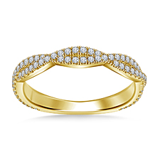 Matching Diamond Intertwined Wedding Band with Micro Prong Settings in 14K Yellow Gold (1/3 cttw.)