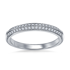 Diamond Pave Wedding Band Set on Two Sides in 14K White Gold (1/4 cttw.)