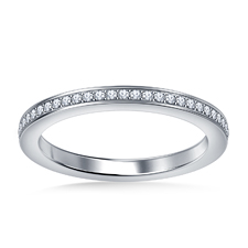 Pave Set Round Diamond Wedding Band in Platinum (1/8 cttw.)