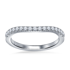 Curved Round Diamond Wedding Band with Prong Settings in 14K White Gold (1/4 cttw.)