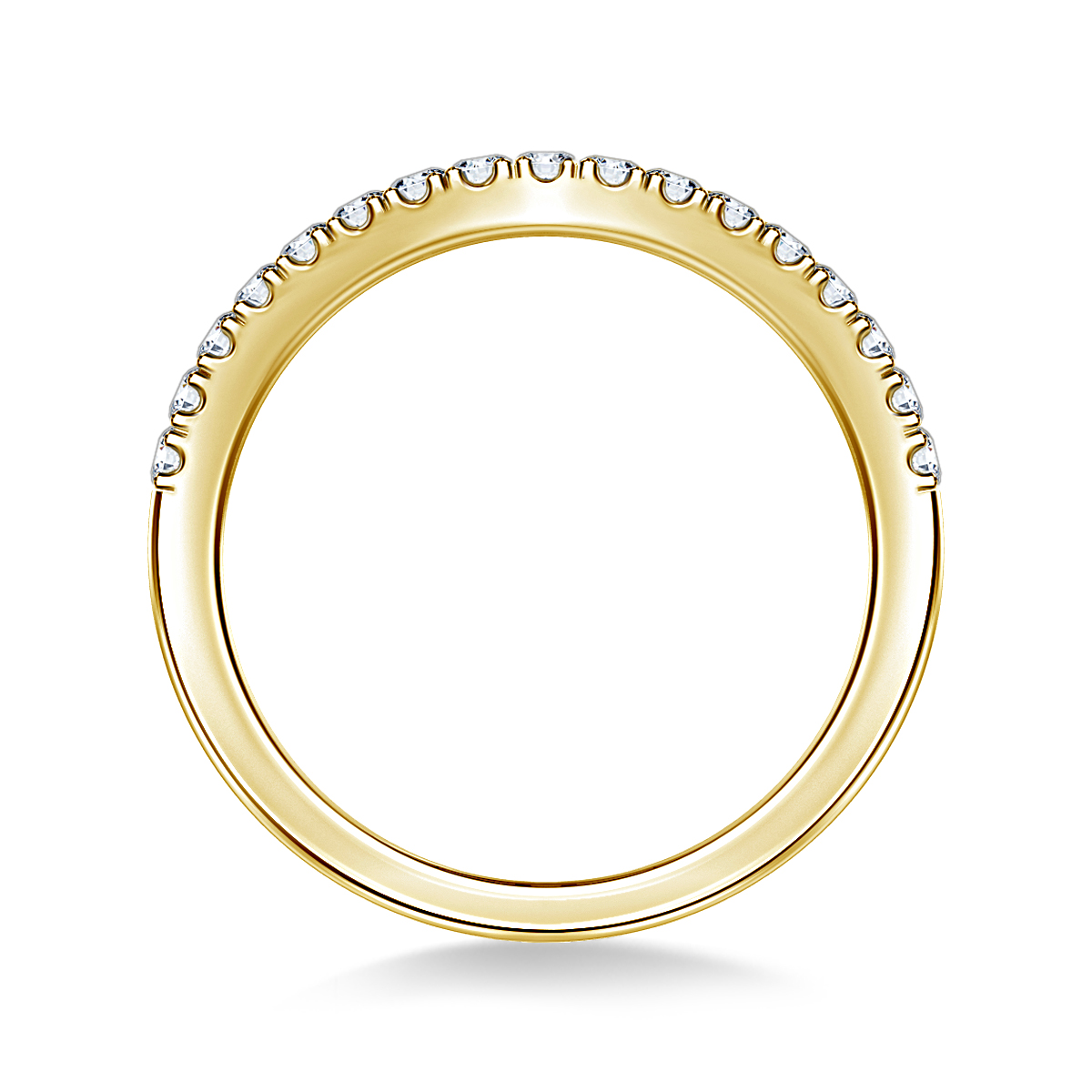 Curved Round Diamond Wedding Band with Prong Settings in 18K Yellow Gold (1/4 cttw.) view 2