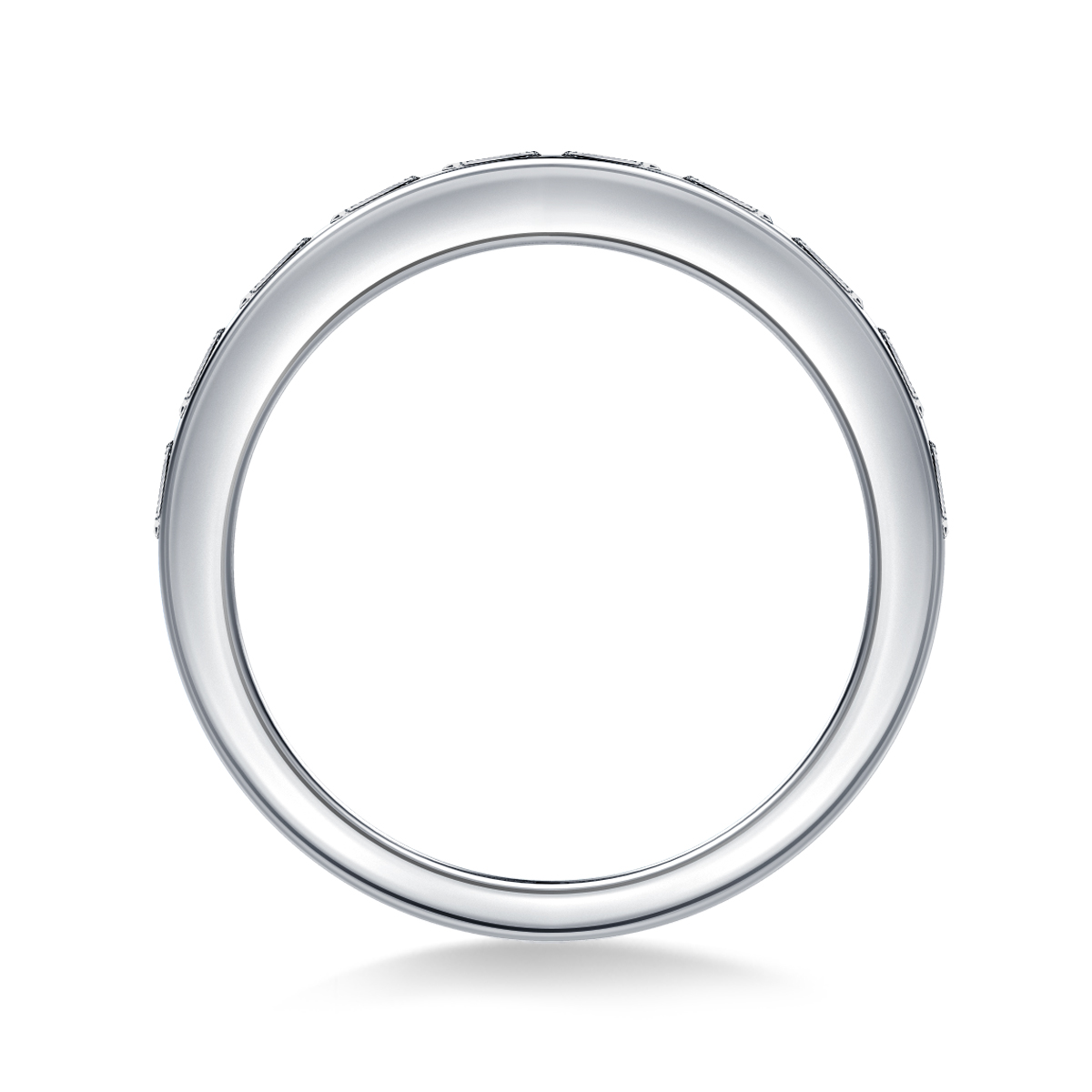 Classic Channel Set Diamond Band with Baguette Accents in 14K White Gold (1/2 cttw.) view 2