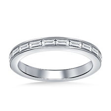 Classic Channel Set Diamond Band with Baguette Accents in 14K White Gold (1/2 cttw.)