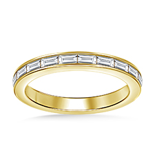 Classic Channel Set Diamond Band with Baguette Accents in 14K Yellow Gold (1/2 cttw.)