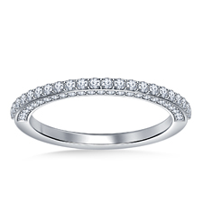 Three Sided Round Brilliant Cut Wedding Band in 14K White Gold (1/2 cttw.)