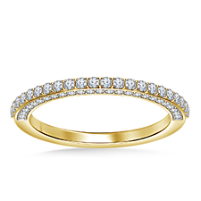Three Sided Round Brilliant Cut Wedding Band in 14K Yellow Gold (1/2 cttw.)