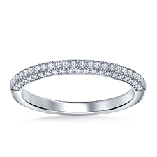 Three Row Pave Set Round Diamond Wedding Band in 14K White Gold (3/8 cttw.)