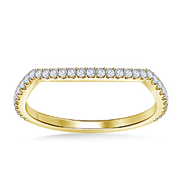 Matching Diamond Wedding Band With Curved Design And Prong Settings In 18K Yellow Gold (1/4 cttw.)