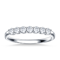 14K White Gold Seven Stone Scalloped Shared Prong Set Round Diamond Ring (1/2 cttw.)