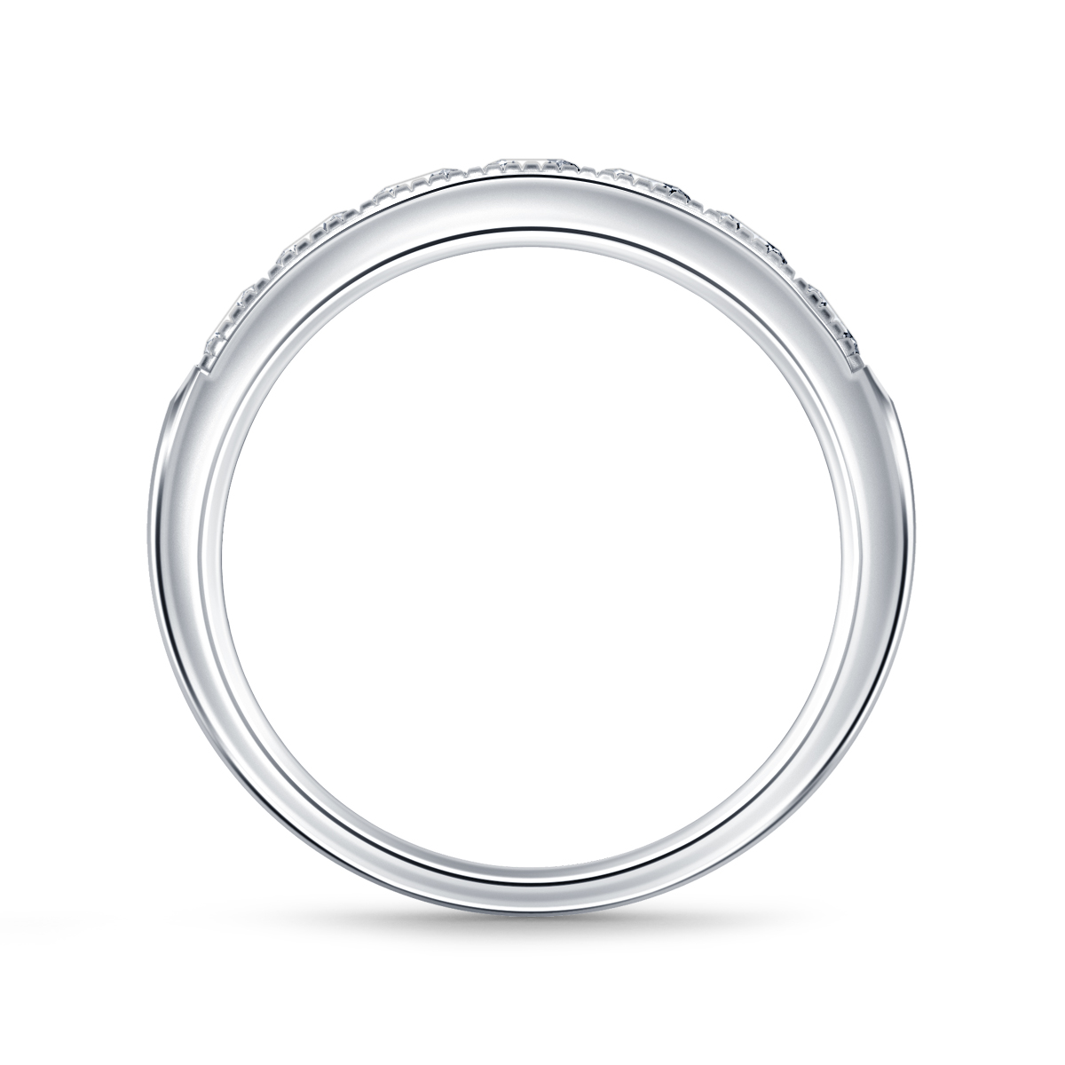 14K White Gold Seven Stone Miligrained Channel Set Round Diamond Band (3/4 cttw.) view 2