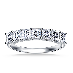 Classic Seven Stone Princess Cut Diamond Ring in 14K White Gold (1 1/2 cttw.)