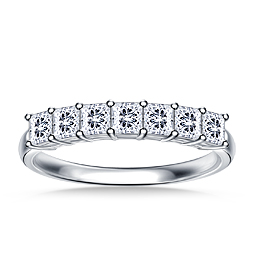 Classic Seven Stone Princess Cut Diamond Ring in 18K White Gold (1.00 cttw.)