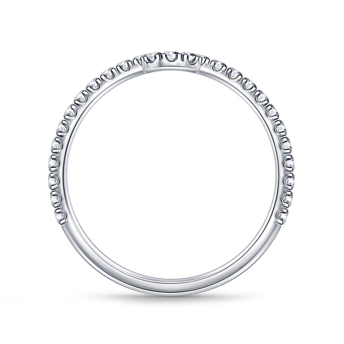 Matching Diamond Wedding Band With Curve In 18K White Gold (1/4 cttw.) view 2
