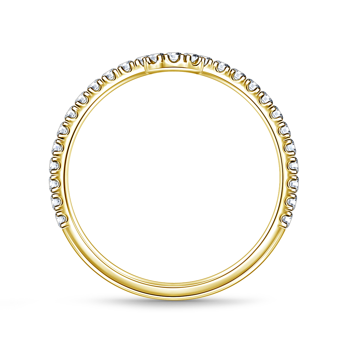 Matching Diamond Wedding Band With Curve In 18K Yellow Gold (1/4 cttw.) view 2