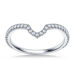 Curved Petite Diamond Wedding Band In 14K White Gold (1/4 cttw.)