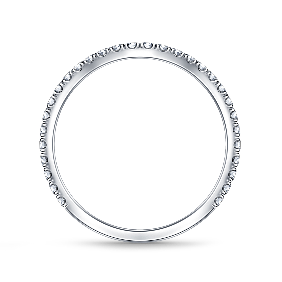 Matching Curved Diamond Wedding Band With Prong Setting In 14K White Gold (1/3 cttw.) view 2