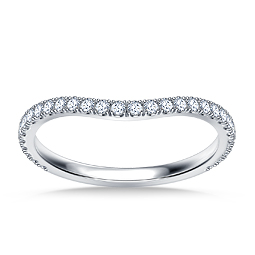 Matching Curved Diamond Wedding Band With Prong Setting In 14K White Gold (1/3 cttw.)
