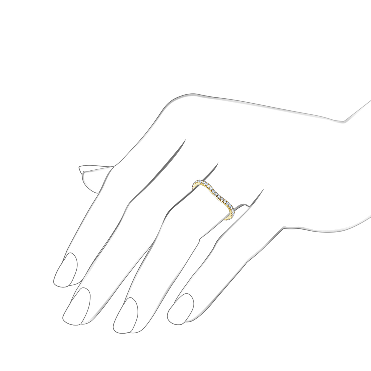 Matching Curved Diamond Wedding Band With Prong Setting In 14K Yellow Gold (1/3 cttw.) view 3