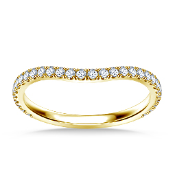 Matching Curved Diamond Wedding Band With Prong Setting In 14K Yellow Gold (1/3 cttw.)