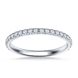 French Pave Setting Classic Diamond Wedding Band In 14K White Gold (1/3 cttw.)