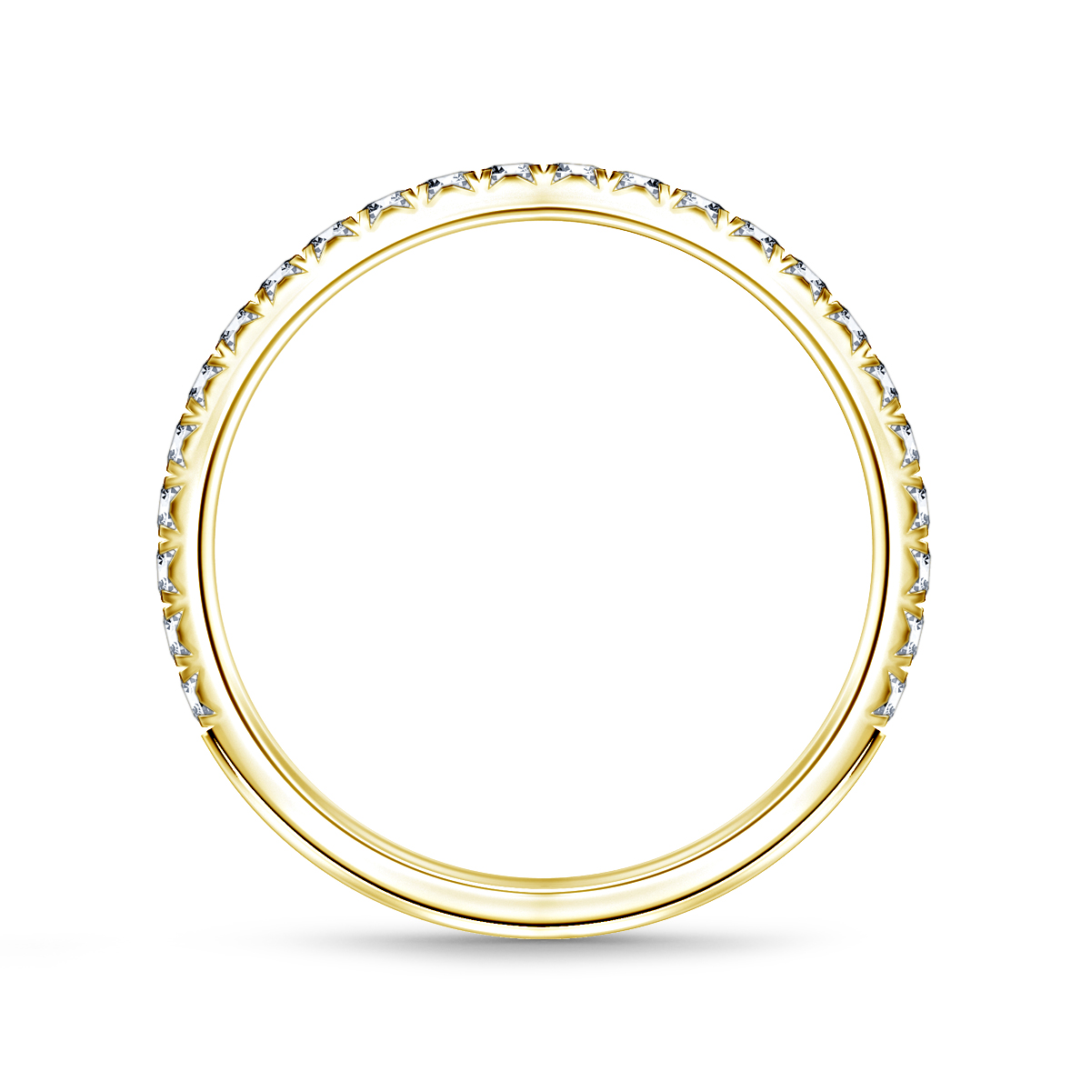 French Pave Setting Classic Diamond Wedding Band In 14K Yellow Gold (1/3 cttw.) view 2