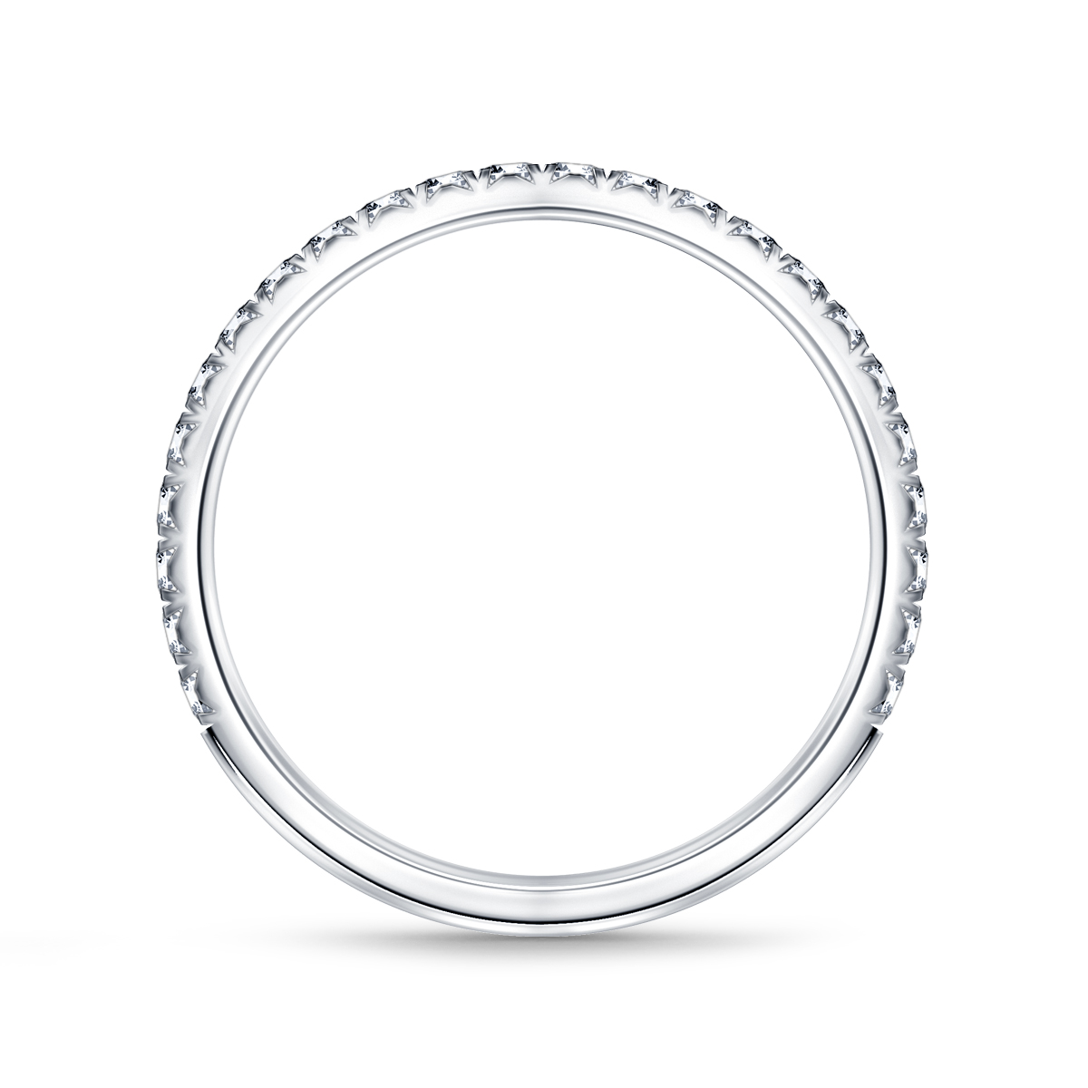 French Pave Setting Classic Diamond Wedding Band In 18K White Gold (1/3 cttw.) view 2