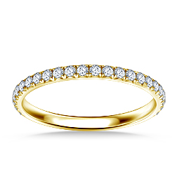 French Pave Setting Classic Diamond Wedding Band In 18K Yellow Gold (1/3 cttw.)