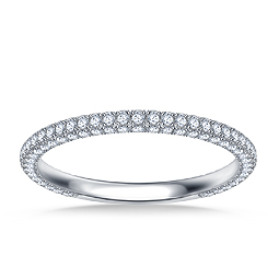 Three Sided Diamond Pave Wedding Band Set In 18K White Gold (5/8 cttw.)