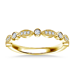 Vintage Inspired Milgrain Diamond Wedding Band in 14K Yellow Gold (1/4 cttw.)