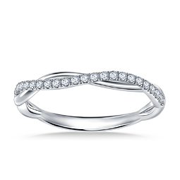 Petite Crossover Diamond Wedding Band in 14K White Gold (1/7 cttw.)
