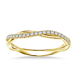 Petite Crossover Diamond Wedding Band in 18K Yellow Gold (1/7 cttw.)