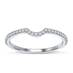 Diamond Wedding Band With Curve in 14K White Gold (1/7 cttw.)