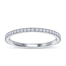 Classic Diamond French Pave Set Wedding Band in 18K White Gold (1/4 cttw.)