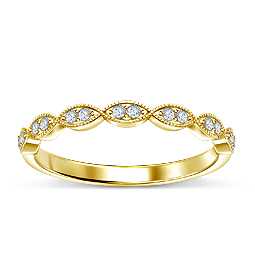 Vintage Style Diamond Pave Wedding Band in 14K Yellow Gold (1/10 cttw.)
