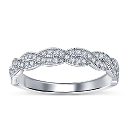 Double Twist Pave Diamond Wedding Band in 14K White Gold (1/4 cttw.)