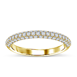 Triple Row Pave Set Wedding Band in 14K Yellow Gold (5/8 cttw.)