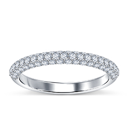 Triple Row Pave Set Wedding Band in 18K White Gold (5/8 cttw.)