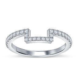 French Cut Curved Wedding Band in 14K White Gold (1/3 cttw.)