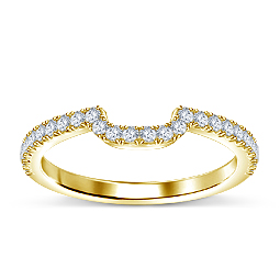 Curved Matching Diamond Wedding Band With French Pave Setting in 14K Yellow Gold (1/3 cttw.)