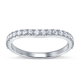 Petite Curved Diamond Wedding Band in 14K White Gold (3/8 cttw.)