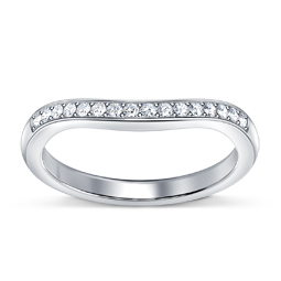 Curved Petite Diamond Wedding Band in 14K White Gold (1/8 cttw.)
